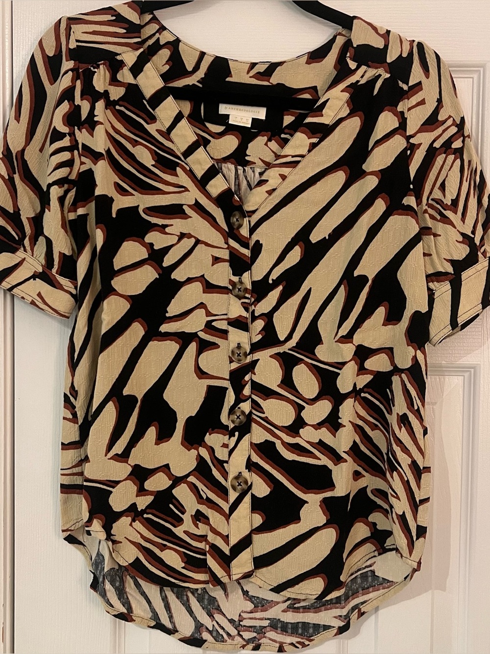 Maeve Tropical Print Short-Sleeved Blouse